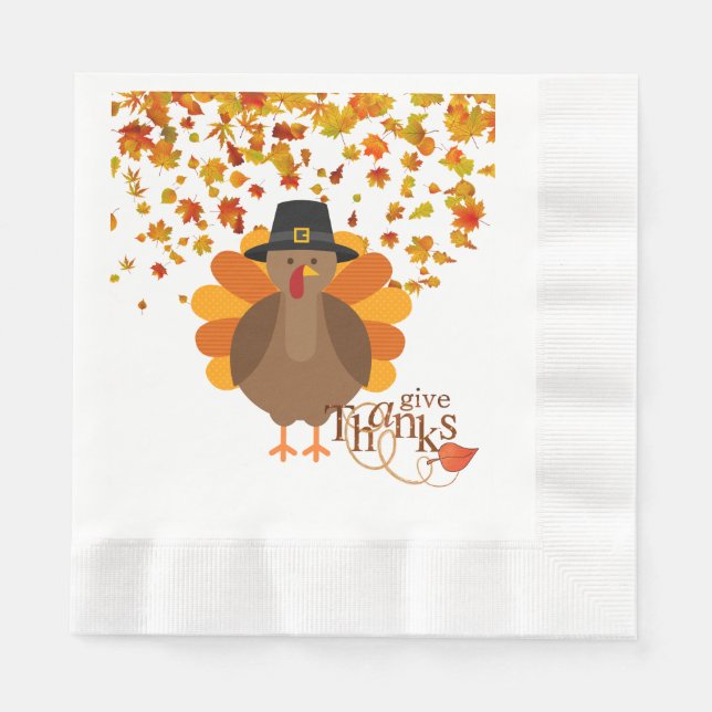 Thanksgiving Turkey Paper Napkins/Luncheon Napkin (Front)