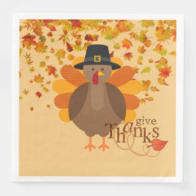 Thanksgiving Turkey Paper Napkins/Standard Dinner Napkin (Front)