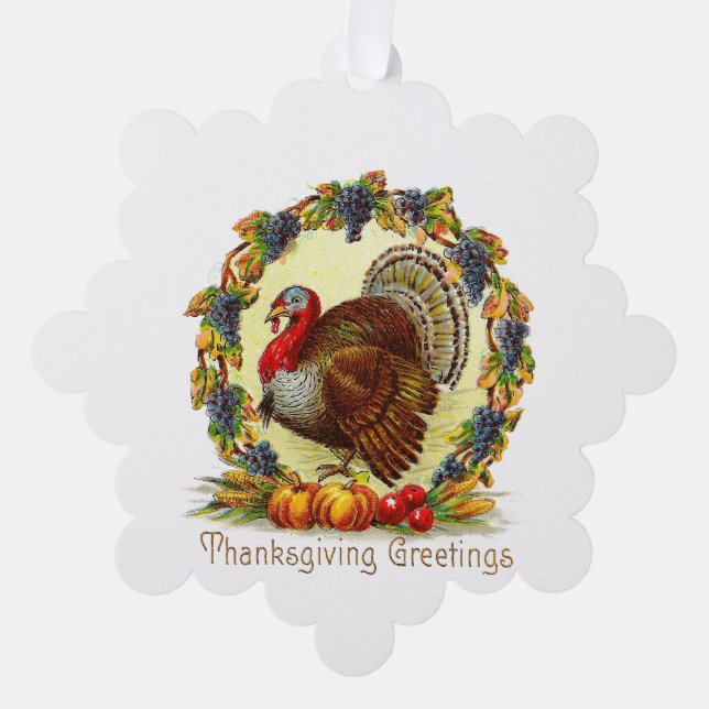 Thanksgiving Turkey Paper Ornament Card (Front)