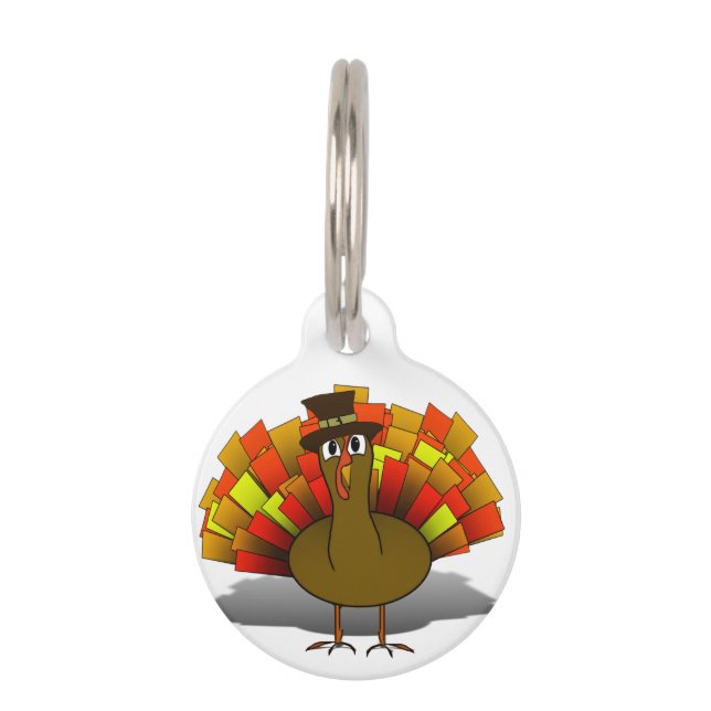 Thanksgiving Turkey Pilgrim Pet Tag (Front)
