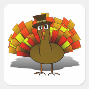 Thanksgiving Turkey Pilgrim Square Sticker