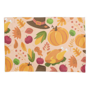 Thanksgiving Turkey Pumpkin Fall Pattern Pillowcase