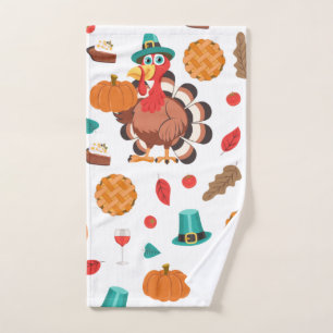 Thanksgiving Turkey Pumpkin Pie Pattern Hand Towel
