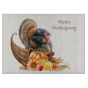 Thanksgiving Turkey Pumpkins Cutting Board