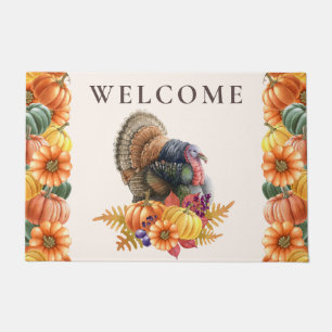 Thanksgiving Turkey Pumpkins Doormat