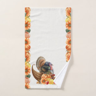 Thanksgiving Turkey Pumpkins Hand Towel