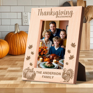 Thanksgiving Turkey Pumpkins Leaves Custom Etched Frames
