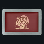 Thanksgiving Turkey Rectangular Belt Buckle<br><div class="desc">Thanksgiving Turkey belt buckle in burgundy and tan that be any colour you want simply be clicking on the edit drop down menu and selecting background. The turkey is a picture font so he can be changed to another colour at font</div>