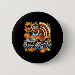 Thanksgiving Turkey Riding Monster Truck 1  6 Cm Round Badge