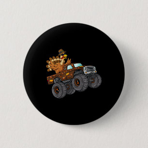 Thanksgiving Turkey Riding Monster Truck Boys Kids 6 Cm Round Badge