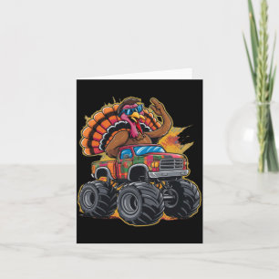 Thanksgiving Turkey Riding Monster Truck Boys Kids Card