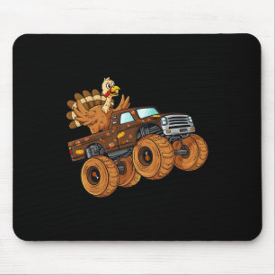 Thanksgiving Turkey Riding Monster Truck Boys Kids Mouse Pad