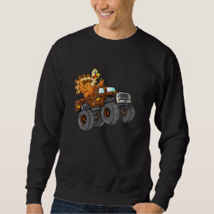 Thanksgiving Turkey Riding Monster Truck Boys Kids Sweatshirt