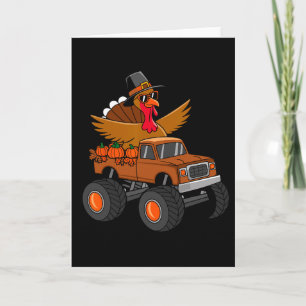 Thanksgiving Turkey Riding Monster Truck Card