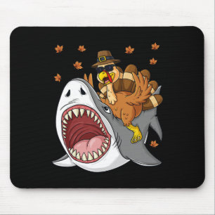 Thanksgiving Turkey Riding Shark Fun Toddler Boys  Mouse Pad