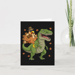 Thanksgiving Turkey Riding T Rex Dinosaur Toddler  Card
