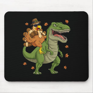 Thanksgiving Turkey Riding T Rex Dinosaur Toddler  Mouse Pad