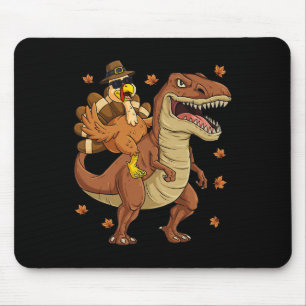 Thanksgiving Turkey Riding T Rex Dinosaur Toddler Mouse Pad