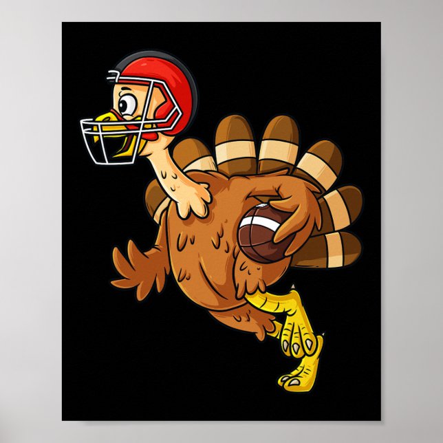 Thanksgiving Turkey Running Back Football Boys Kid Poster (Front)