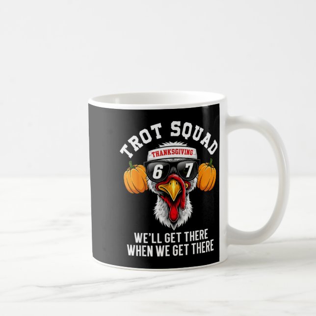 Thanksgiving Turkey Running Funny 67 Meme Trot Squ Coffee Mug (Right)
