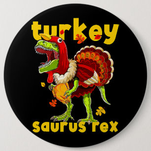 Thanksgiving Turkey Saurus T Rex Pilgrim Dinosaur  6 Cm Round Badge