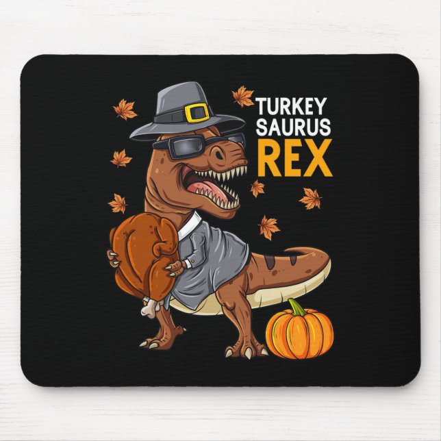 Thanksgiving Turkey Saurus T Rex Pilgrim Dinosaur  Mouse Pad (Front)