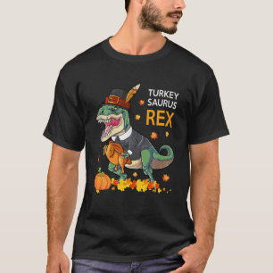 Thanksgiving Turkey Saurus T Rex Pilgrim Dinosaur T-Shirt