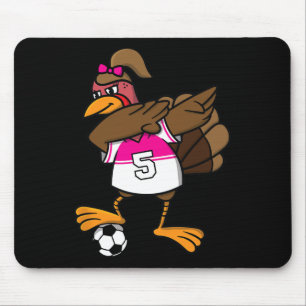 Thanksgiving Turkey Shirt For Girls Soccer Dab Dab Mouse Pad