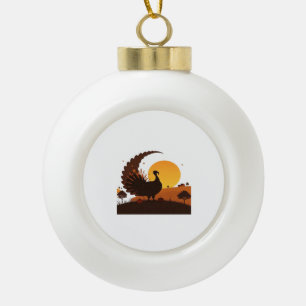 Thanksgiving Turkey Silhouette – Sunset Harvest Sc Ceramic Ball Christmas Ornament