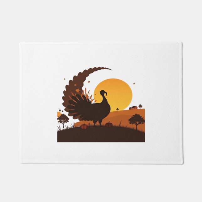 Thanksgiving Turkey Silhouette – Sunset Harvest Sc Doormat (Front)