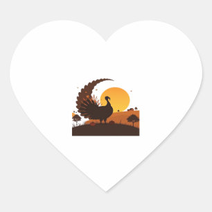 Thanksgiving Turkey Silhouette – Sunset Harvest Sc Heart Sticker