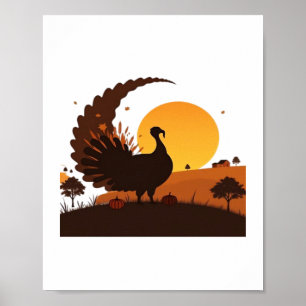 Thanksgiving Turkey Silhouette – Sunset Harvest Sc Poster