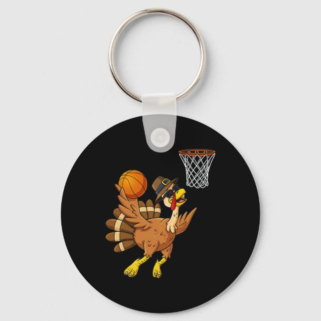 Thanksgiving Turkey Sketll Player Fun Boys Girls K Key Ring (Front)
