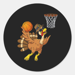 Thanksgiving Turkey Sketll Player Funny Boys Girls Classic Round Sticker