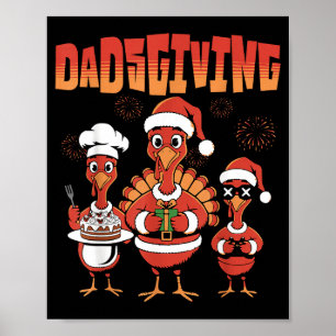 Thanksgiving Turkey Squad Dancing Dad Mom Kid Happ Poster