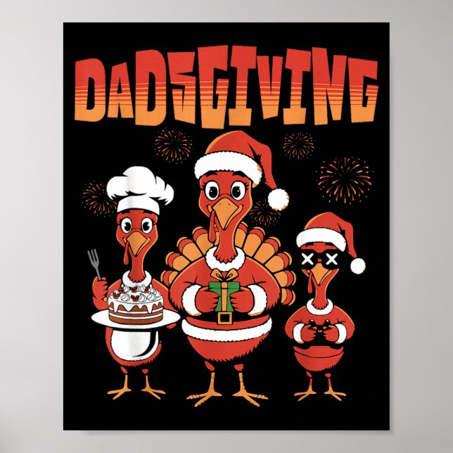 Thanksgiving Turkey Squad Dancing Dad Mom Kid Happ Poster (Front)