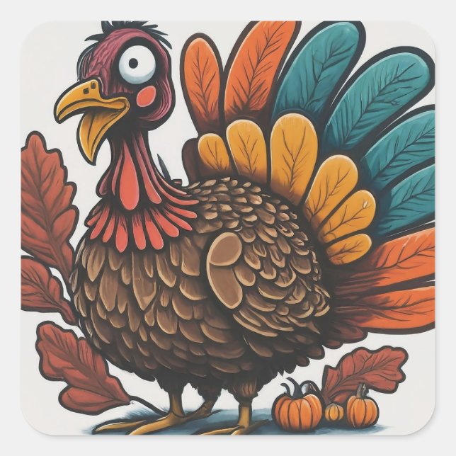 Thanksgiving Turkey Square Sticker (Front)