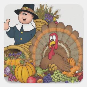 Thanksgiving Turkey Square Sticker