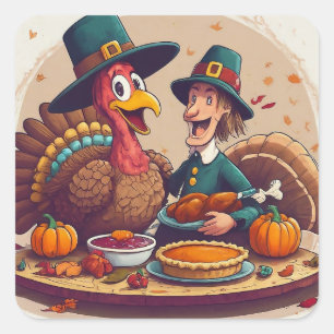 Thanksgiving Turkey Square Sticker