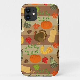 Thanksgiving Turkey Squash Autumn Harvest Pattern iPhone 11 Case