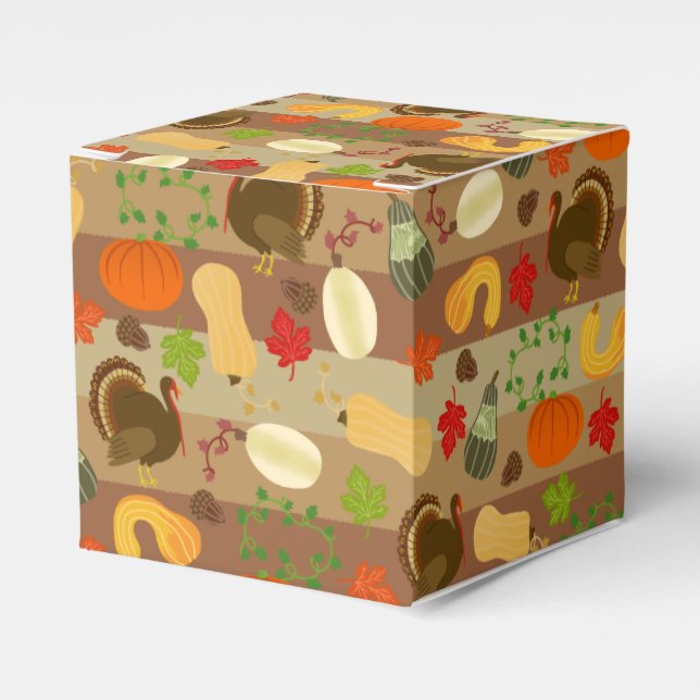Thanksgiving Turkey Squash Autumn Harvest Pattern Favour Box (Front Side)