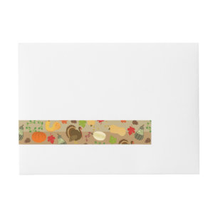 Thanksgiving Turkey Squash Autumn Harvest Pattern Wraparound Address Label