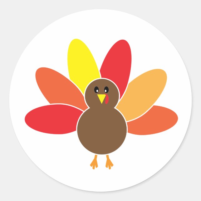 Thanksgiving Turkey Sticker. Classic Round Sticker (Front)
