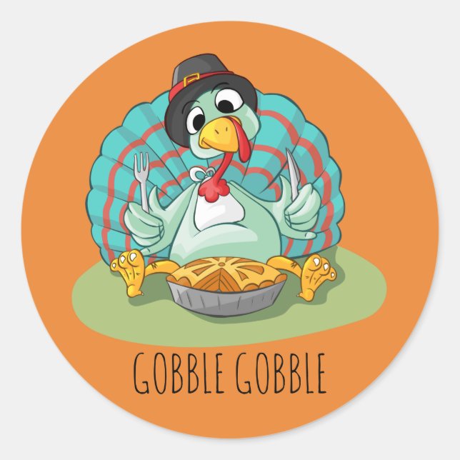 Thanksgiving Turkey Stickers1½ inch (sheet of 20) Classic Round Sticker (Front)