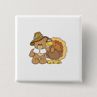 thanksgiving turkey teddy bear design 15 cm square badge