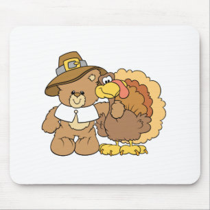 thanksgiving turkey teddy bear design mouse pad