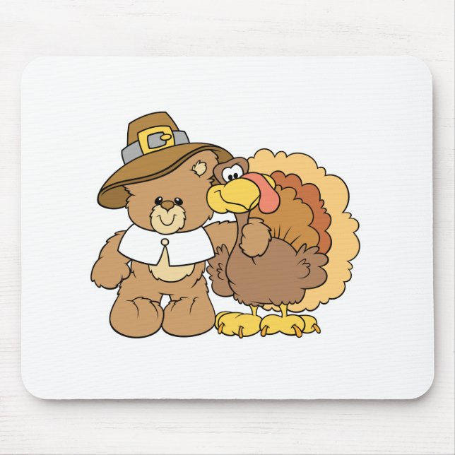 thanksgiving turkey teddy bear design mouse pad (Front)