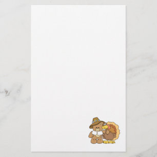 thanksgiving turkey teddy bear design stationery