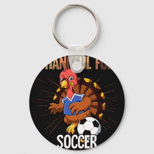 Thanksgiving Turkey Thankful For Soccer  Key Ring