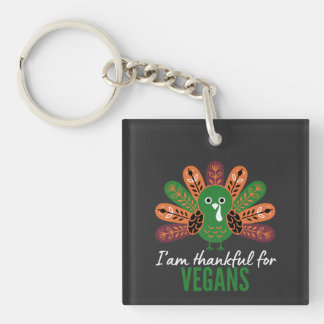 thanksgiving Turkey Thankful for Vegans Key Ring